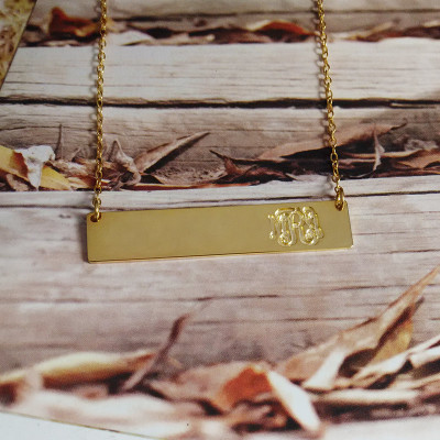 Gold Monogram Bar Necklace